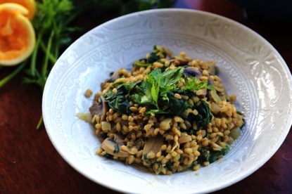 Risotto satios din arpacas, spanac si ciuperci Risotto satios din arpacas, spanac si ciuperci