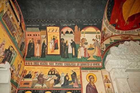 Scurtă istorie a isihasmului în ortodoxia română – a doua parte Isihasmul-românesc-Filocalia-Mănăstirea-Lainici-frescă-Grigore-Popescu-Muscel
