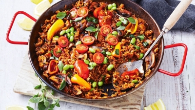 Reteta de paella mediteraneana vegana