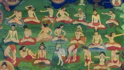 Tanka-tibetană-imagini-pânză-yoghini-practicanți