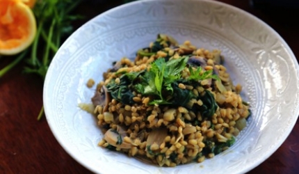 Risotto satios din arpacas, spanac si ciuperci